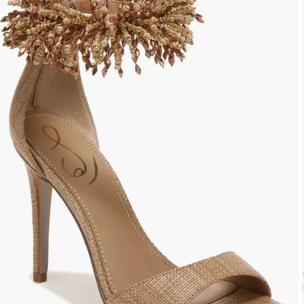 Sam Edelman Gillie Beaded Ankle Strap Evening Heels Sandals Size 7